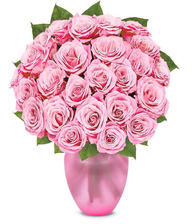 Two dozen long stem pink roses