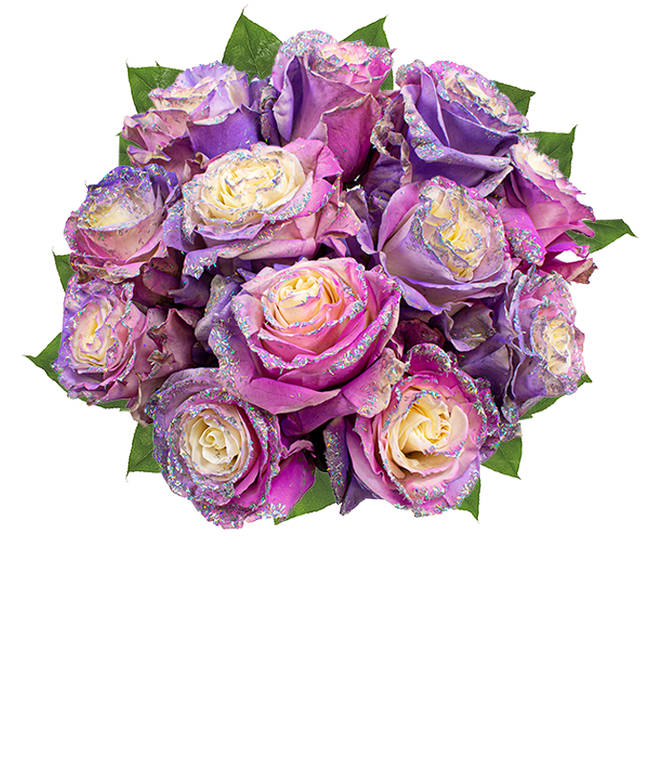 Partial image of Purple Pastel Glitter Roses  without vase